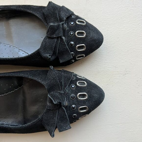 Vaneli Thisbe Black Suede Embellished Flats w/ Pointed Toes Women’s Size 6.5 M - Picture 2 of 15